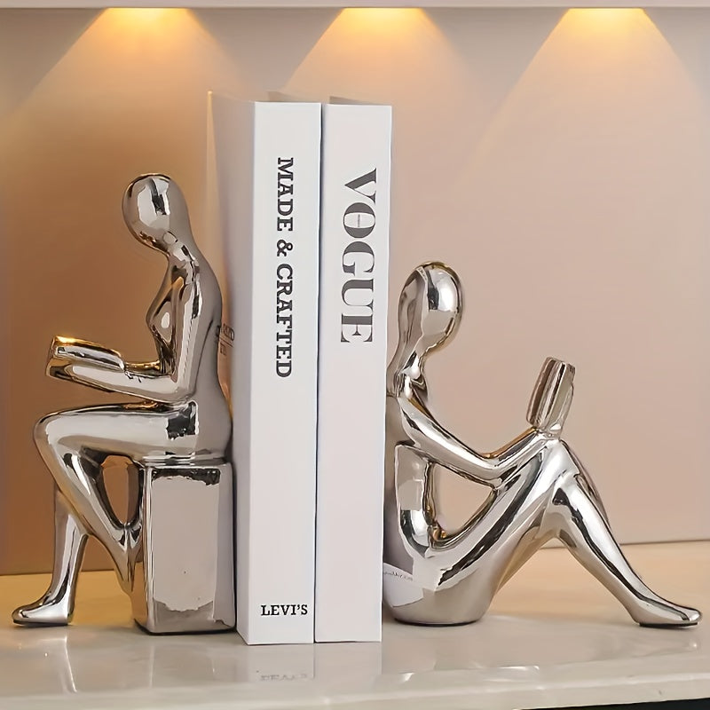LuxeCeramic - Keramische Boekensteunen - Abstract Ontwerp voor Woonkamer en Kantoor