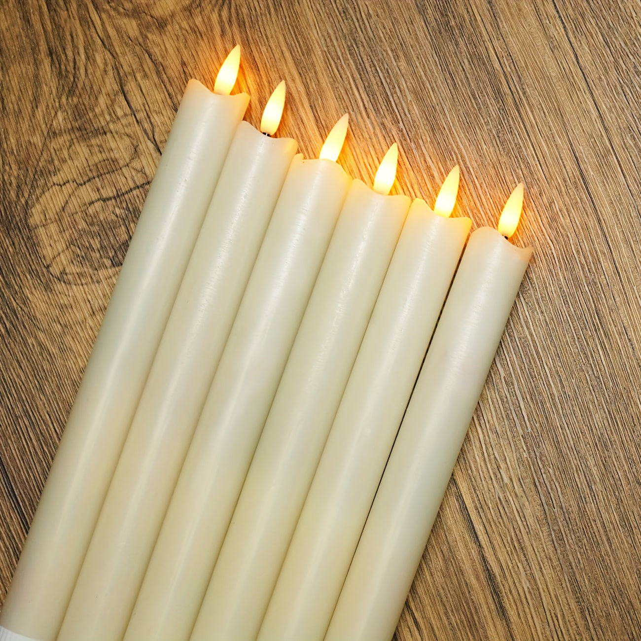 6x Velas de Cone Verdadeiras Sem Chama - Com Comando à Distância, Velas LED Branco Marfim para Decoração de Mesa e Casamento