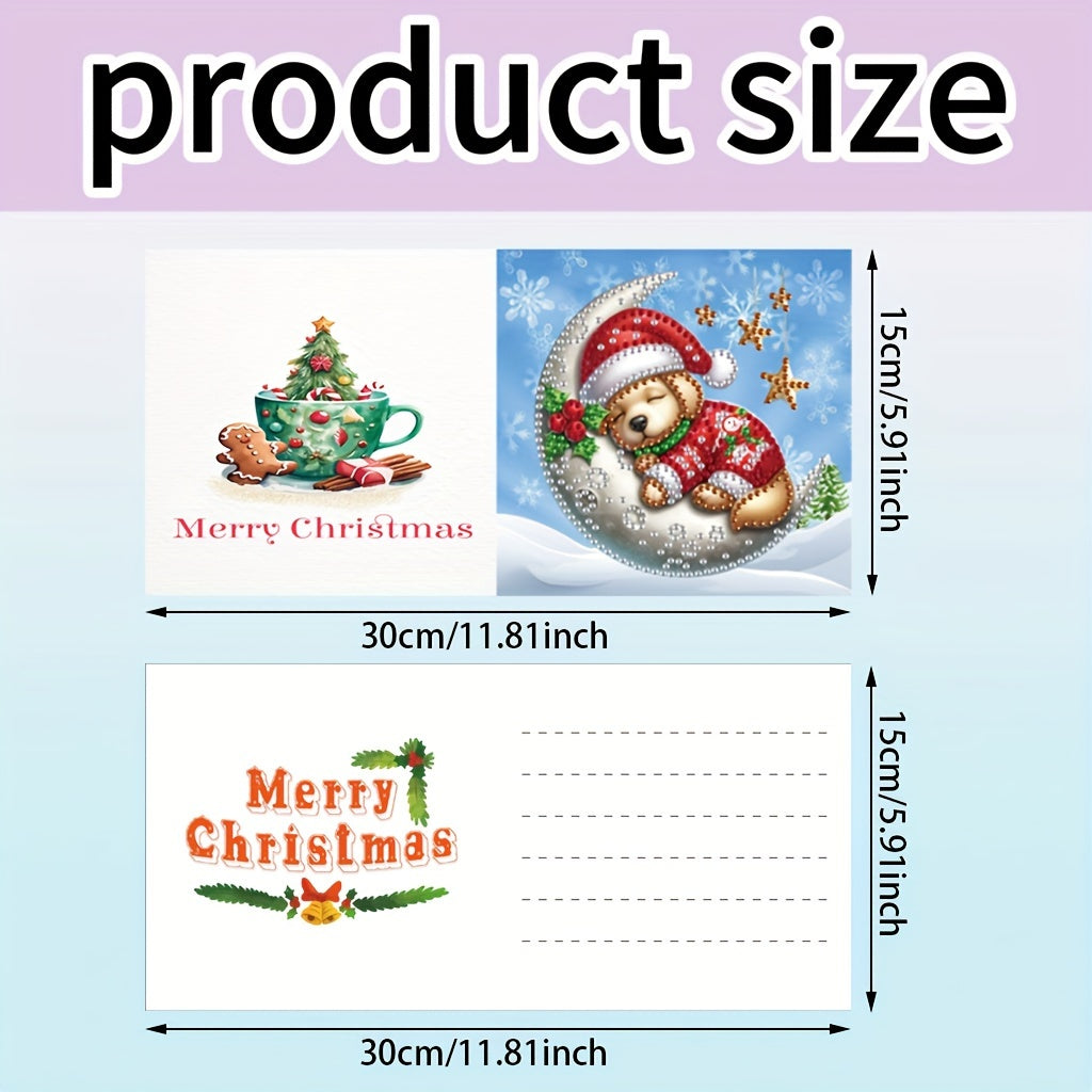 Confezione da 6 di Biglietti di Auguri con Diamante - Design di Cagnolino di Neve e Albero di Natale