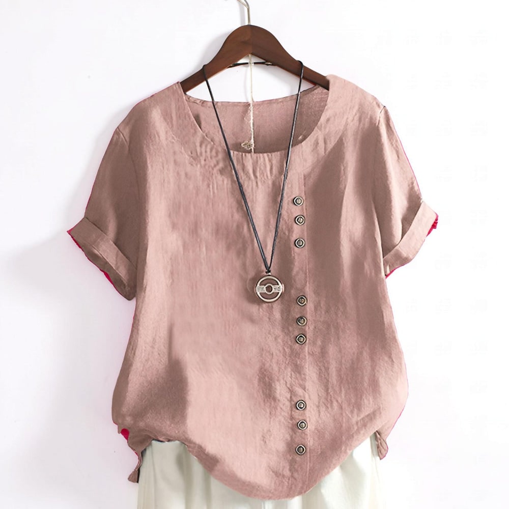 Donna Camicia Manica Corta Bottoni | Blusa Casual Donna - Image 1