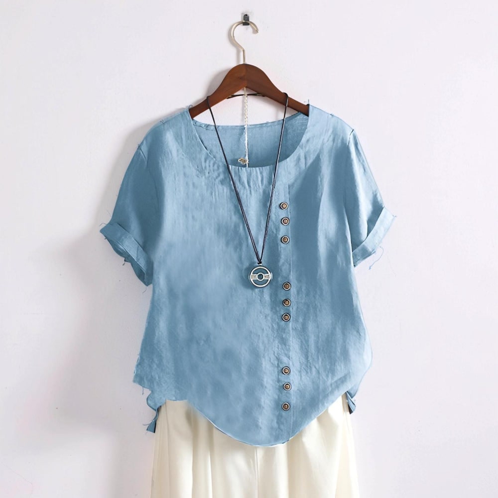 Donna Camicia Manica Corta Bottoni | Blusa Casual Donna - Image 5