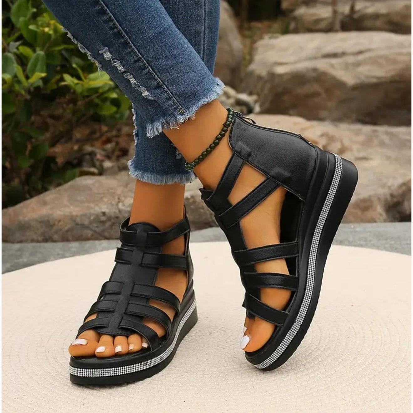 Donna Sandali con Zeppa Cinturino | Sandali Casual - Image 1