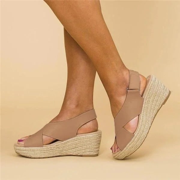 Donna Sandali Zeppa Espadrillas Tacco | Cinturino Posteriore - Image 1