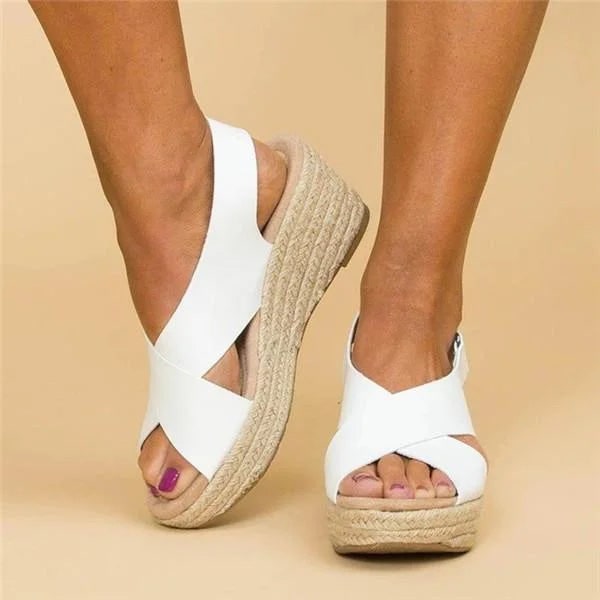 Donna Sandali Zeppa Espadrillas Tacco | Cinturino Posteriore - Image 10