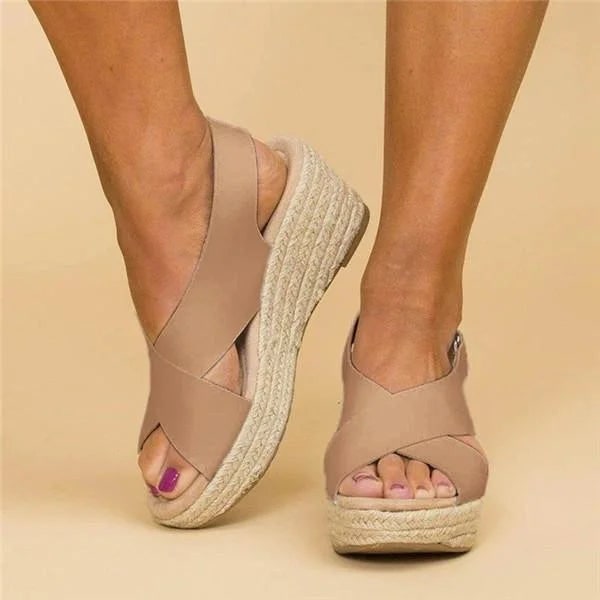 Donna Sandali Zeppa Espadrillas Tacco | Cinturino Posteriore - Image 2