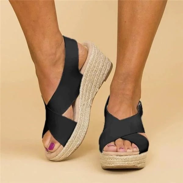 Donna Sandali Zeppa Espadrillas Tacco | Cinturino Posteriore - Image 7