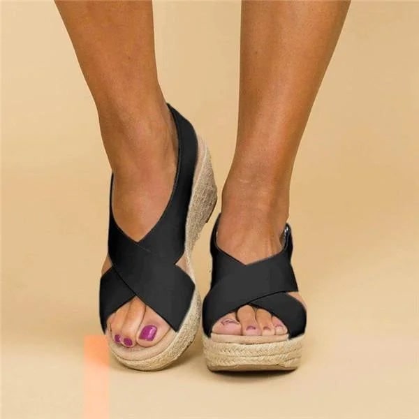 Donna Sandali Zeppa Espadrillas Tacco | Cinturino Posteriore - Image 8
