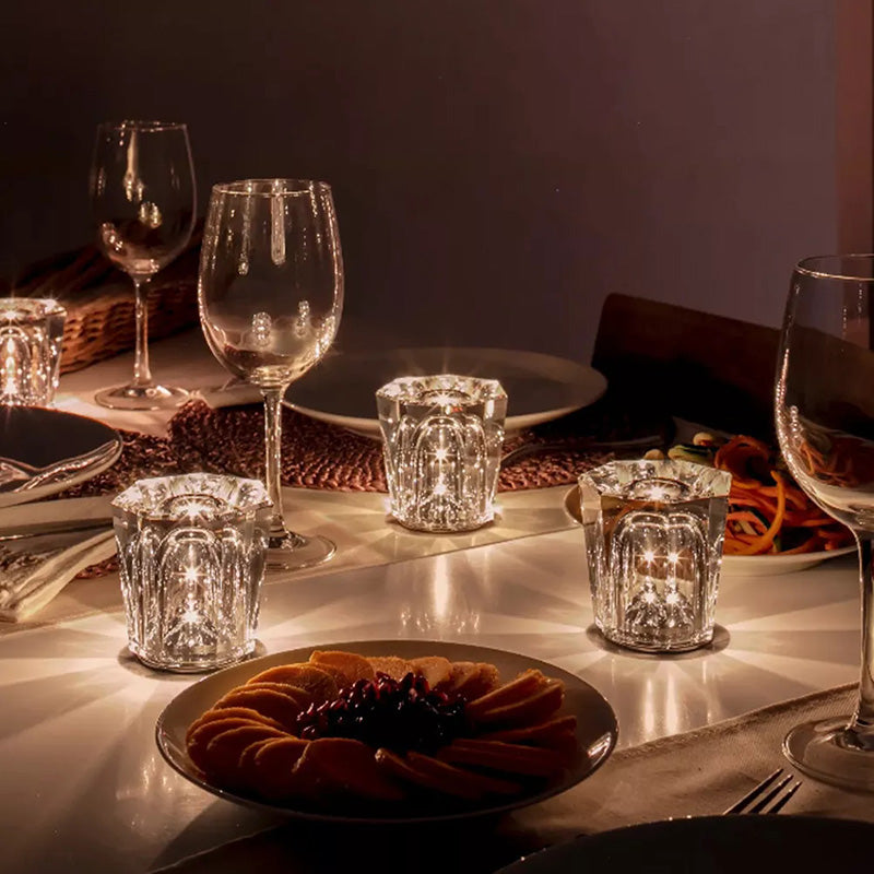 CrystalGlow - Candeeiro de Mesa de Cristal Sem Fios com Iluminação LED