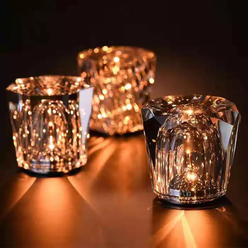 CrystalGlow - Wireless Crystal Table Lamp with LED Lighting