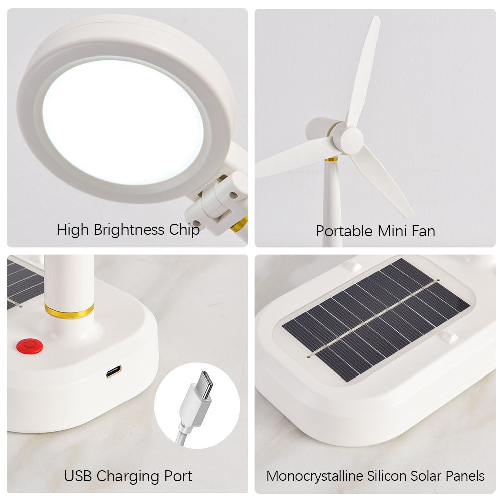 SolarBreeze - Lampada Solare con Ventilatore – Lampada da Tavolo Multifunzionale per Casa e Ufficio