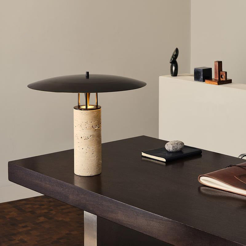 MarbleGlow - Lámpara de escritorio moderna de mármol | Elegante lámpara de mesa LED para sala de estar y oficina