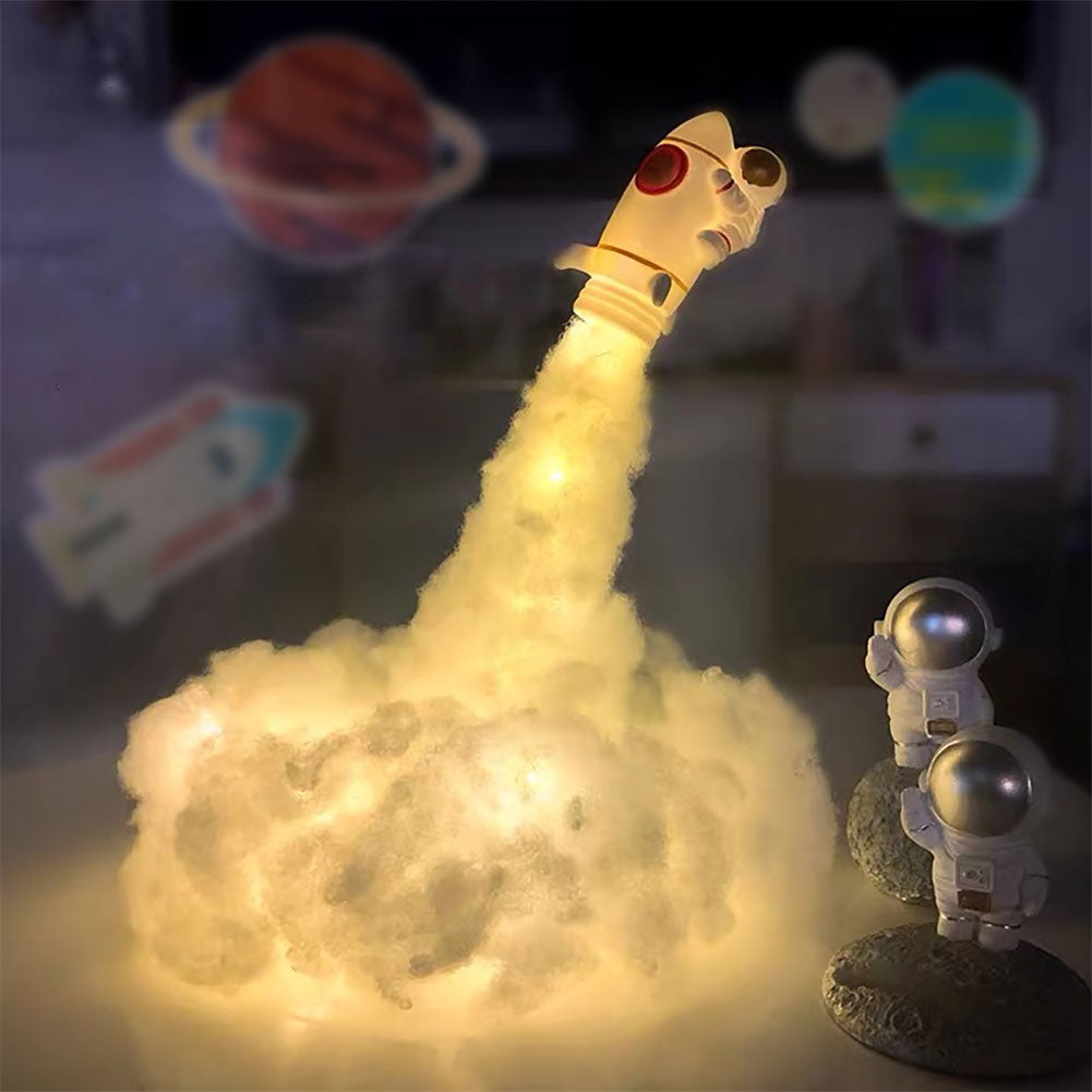RocketGlow - Piccola lampada da tavolo a LED a forma di razzo per cameretta e decorazione