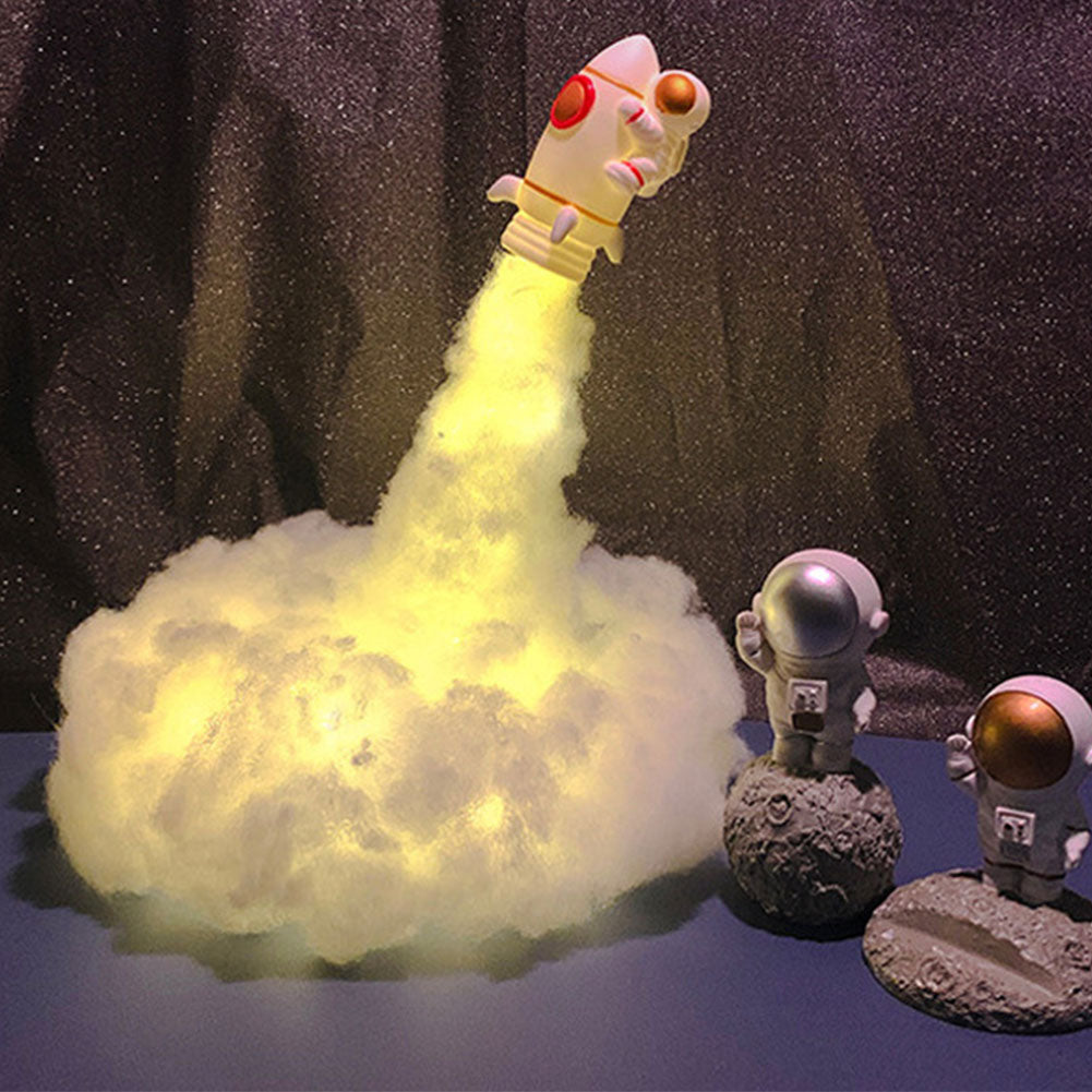 RocketGlow - Piccola lampada da tavolo a LED a forma di razzo per cameretta e decorazione