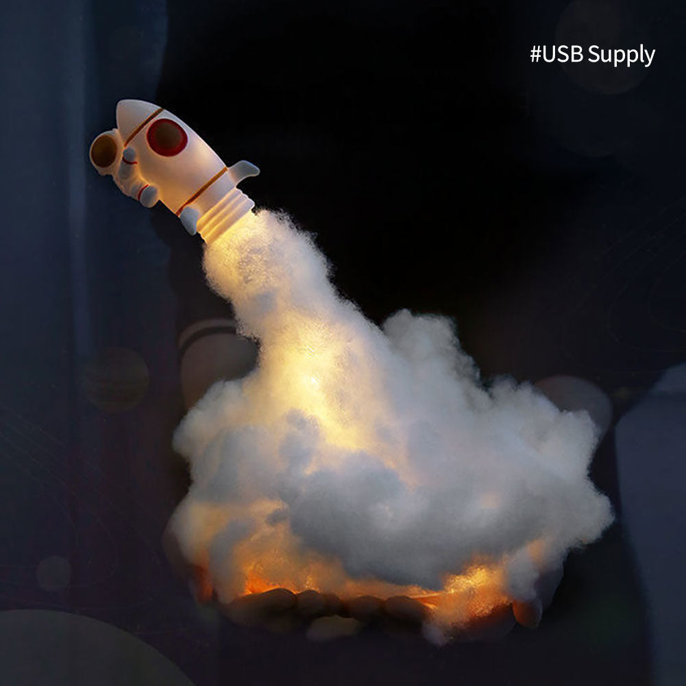 RocketGlow - Small LED Rocket Table Lamp for Children's Room & Decoration