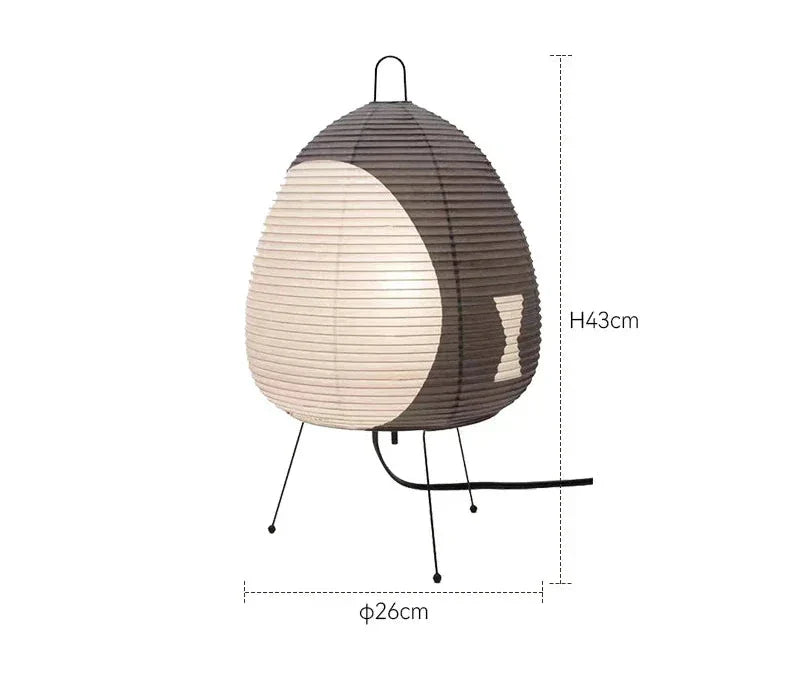 LumiZen – Japanese Paper Table Lamp in Retro Style, Traditional Lighting for Bedroom and Living Room