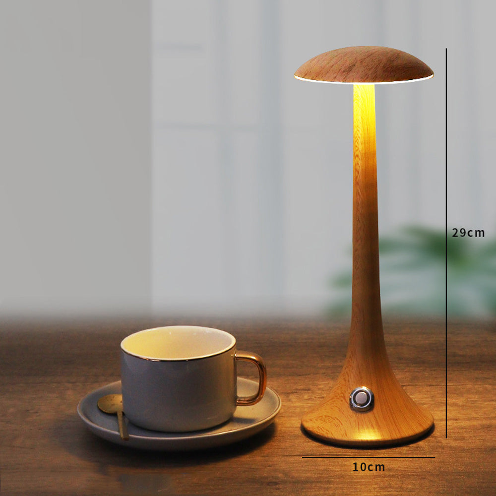 LumaWood - Rechargeable LED Table Lamp with Wooden Design, Dimmable and Wireless