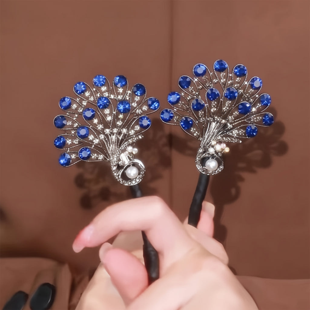Hair Clip Vintage Peacock Rhinestone Elegant Accessory Updo Hair