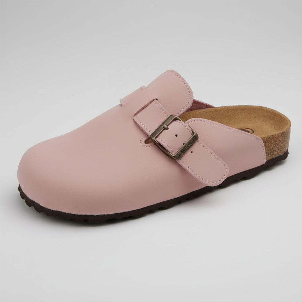 Women's Suede Clogs with Cork Sole Adjustable Comfort