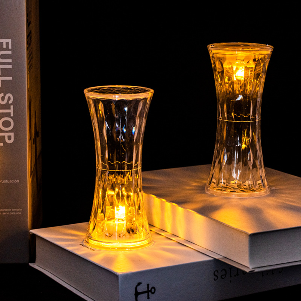 CrystalLuxe - Candeeiro de Mesa de Cristal com Lapidação de Diamante e Iluminação LED