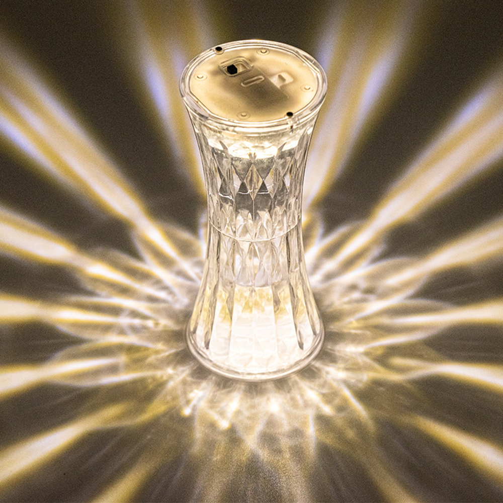 CrystalLuxe - Candeeiro de Mesa de Cristal com Lapidação de Diamante e Iluminação LED