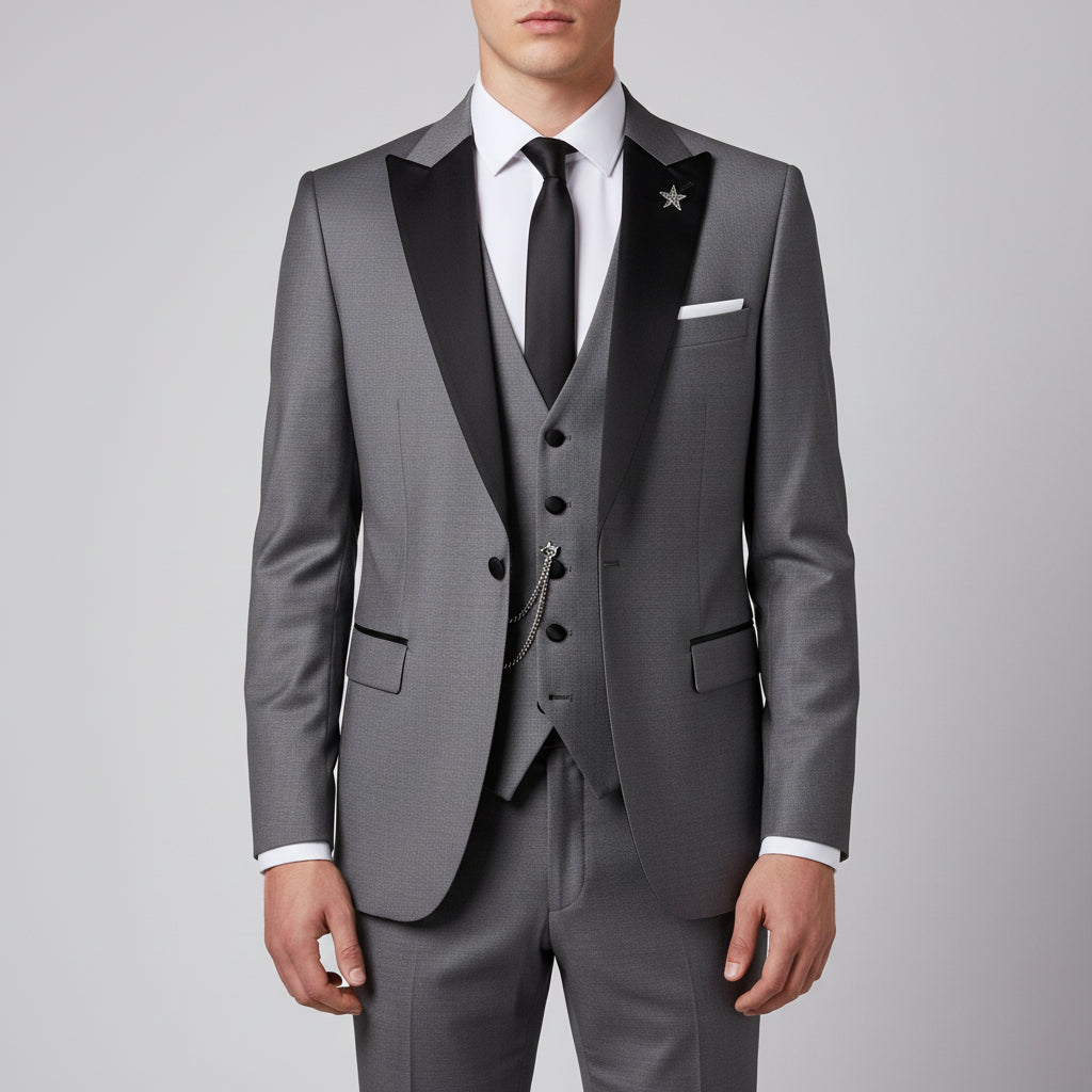 Completo Uomo Tre Pezzi Giacca Blazer Gilet Pantaloni Set