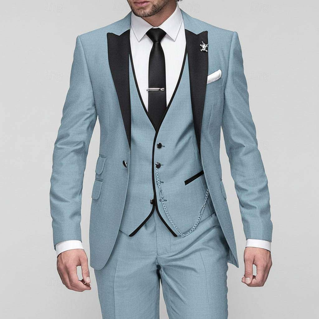 Completo Uomo Tre Pezzi Giacca Blazer Gilet Pantaloni Set