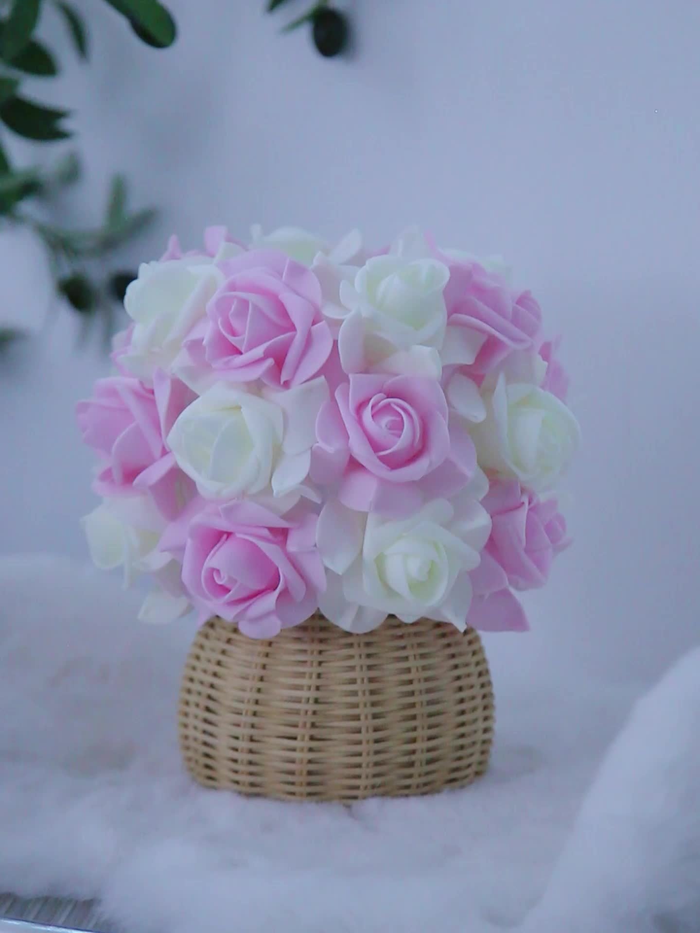 FloraGlow - Art Deco USB Rose Table Lamp with Polished Base and Bulb