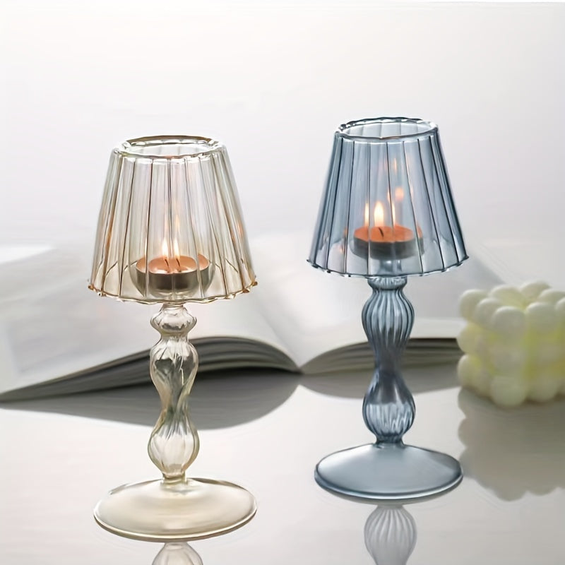 CrystalGlow - Lampada da tavolo decorativa in vetro e portacandele
