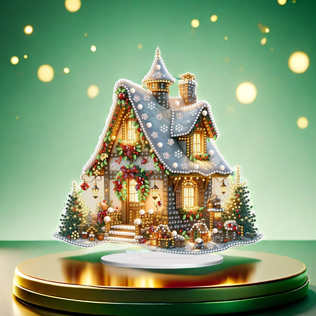 Acrylic DIY 5D Diamond Painting Art Christmas Village House Scene - Desktop Ornament Craft Kit, Festive Mosaic Artwork, House and Bedroom Decor Gift
