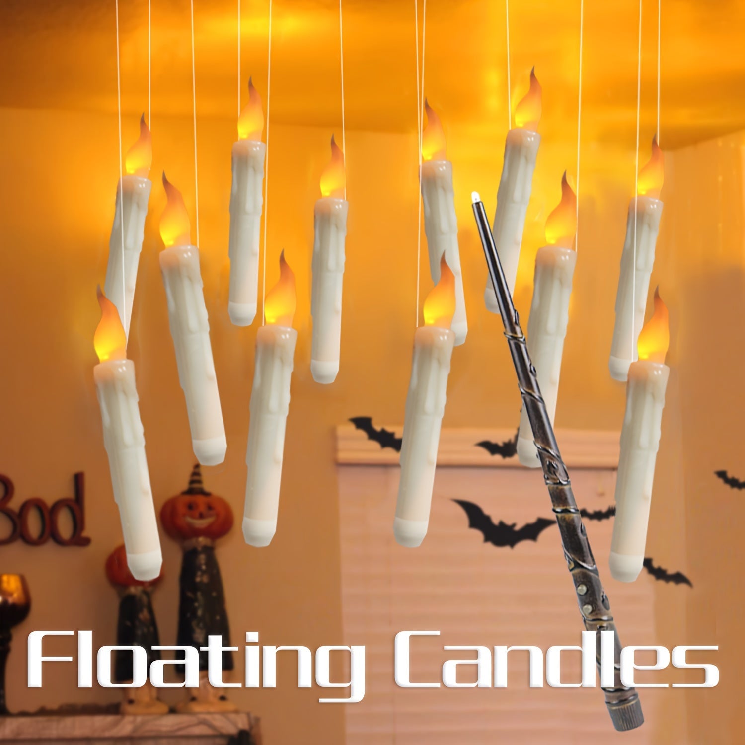 12 unidades de Velas LED Flutuantes sem Chama com Comando à Distância - Perfeitas para Decoração de Natal e Halloween