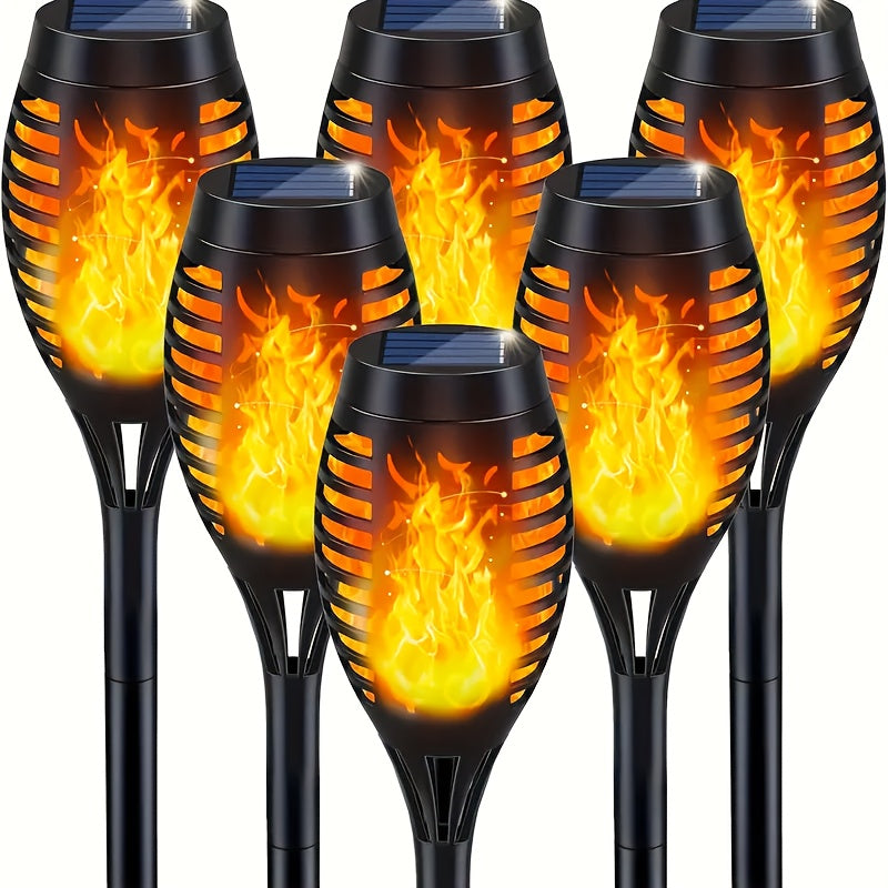 SolarFlame - Conjunto de 6 Tochas Solares com Efeito de Fogo Tremeluzente, Lâmpadas Portáteis para Relvado