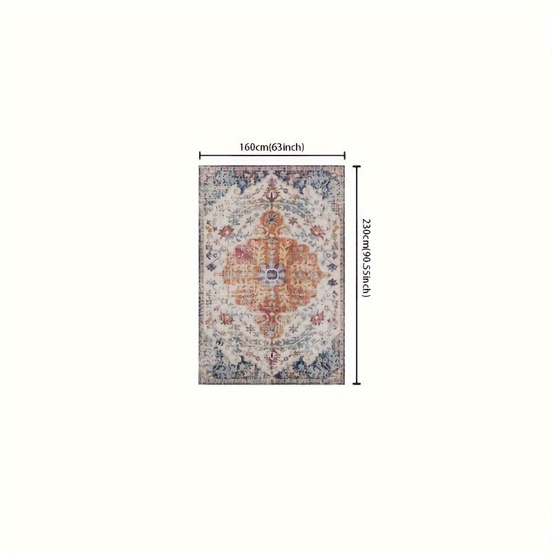 Vintage Floral Pattern Outdoor Rug – Non-slip, Lightweight, Washable, Soft and Durable