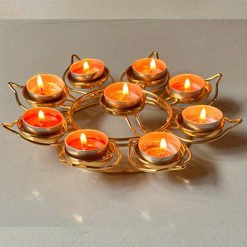 Portacandele a loto in metallo dorato - Perfetto per decorazioni festive