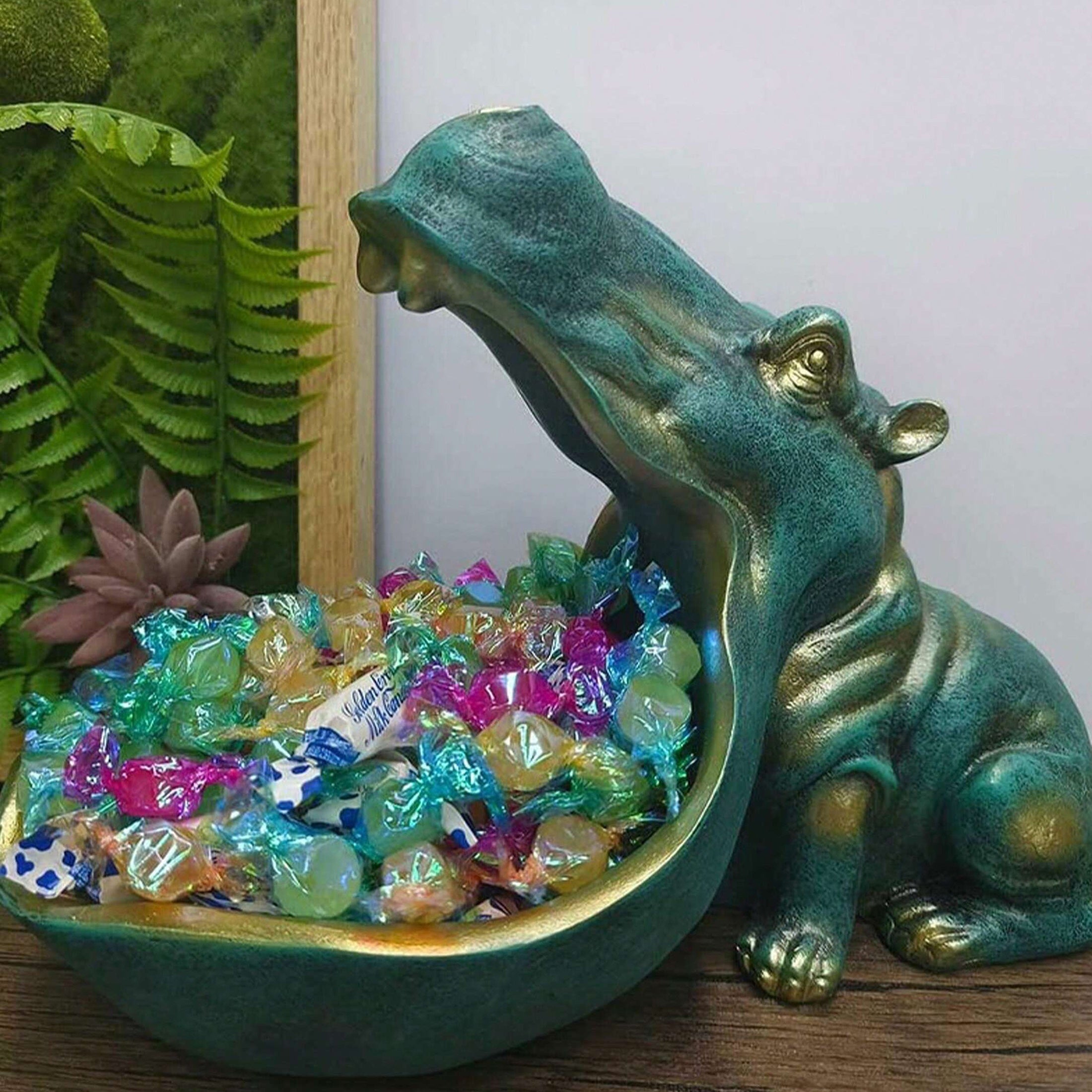 HippoServe - Hippopotamus Figurine with Candy Dish & Key Bowl