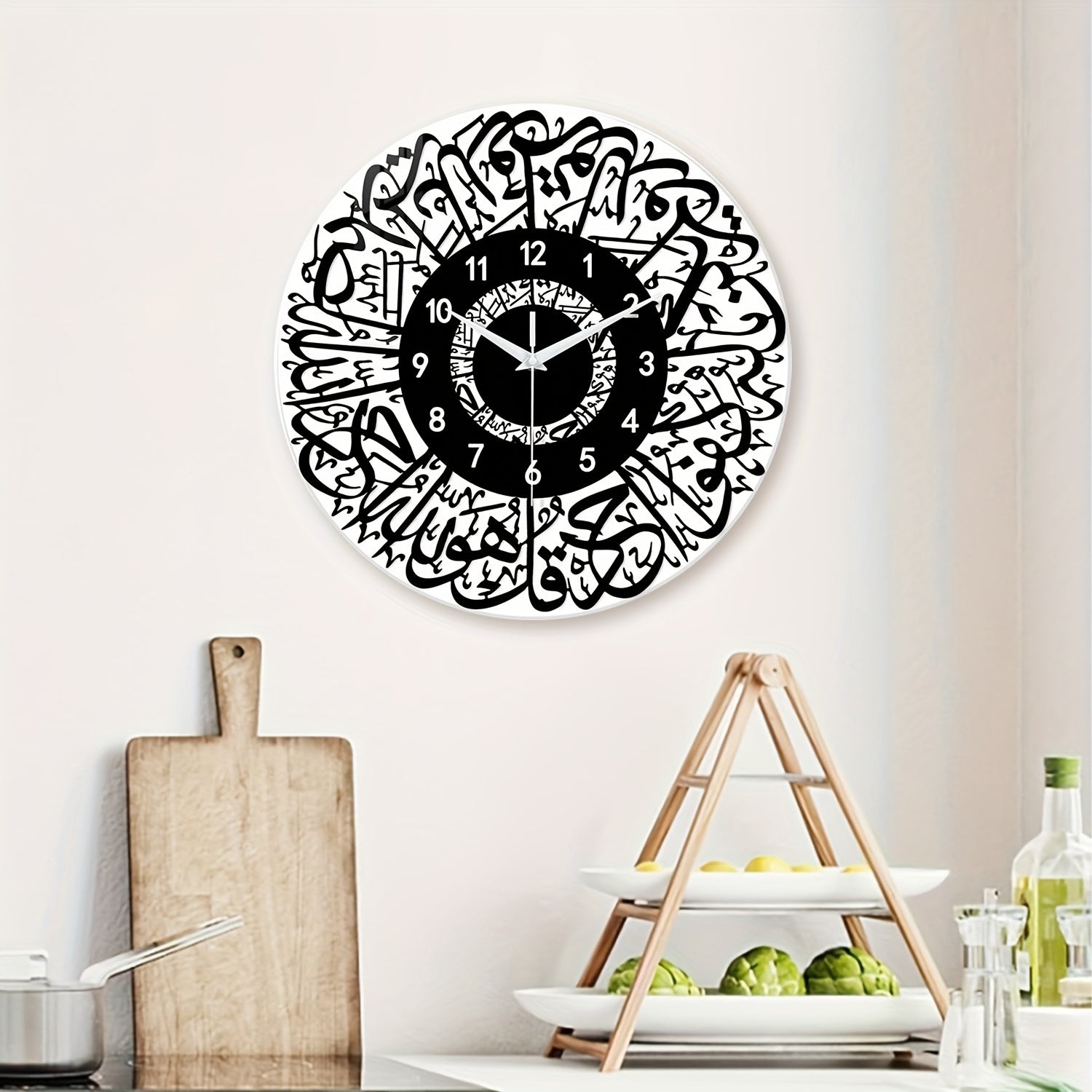 FaithTime - Islamic Wall Clock Made of Tempered Glass, Silent Round Decoration