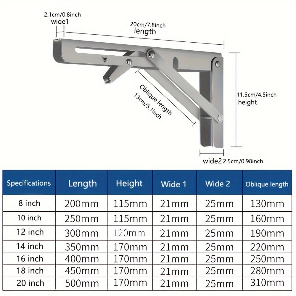 SteelBracket - 2 Pieces Foldable Shelves with Adjustable Angle - Metal Wall Brackets