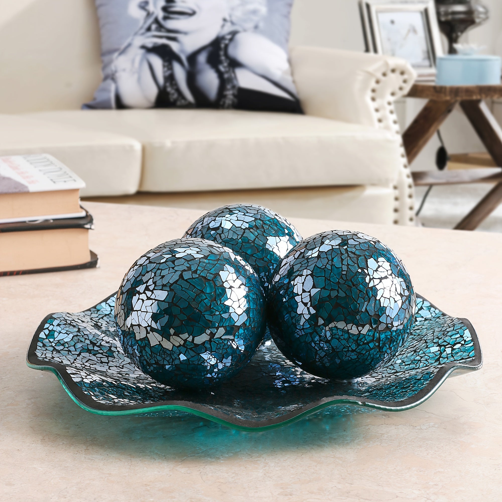 MosaicServe - 4-piece Glass Mosaic Decorative Bowl Set