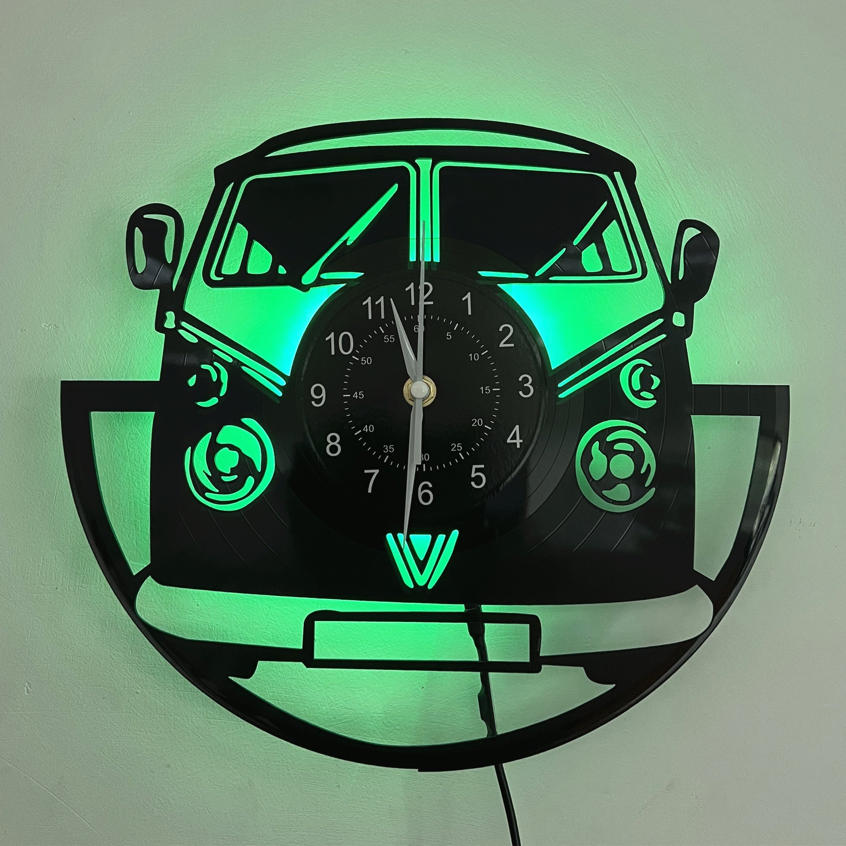Vinyl Record Wandklok - Zwarte Auto Stille Klok voor Woonkamer, Slaapkamer en Kantoor (LED-type met USB beschikbaar)