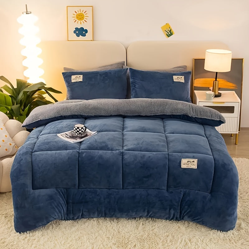 1pc Lussuoso Piumone Fluffy, Stile Contemporaneo, Extra Spesso Pile Biancheria da Letto Autunno-Inverno, Antistatico, Leggero ma Caldo