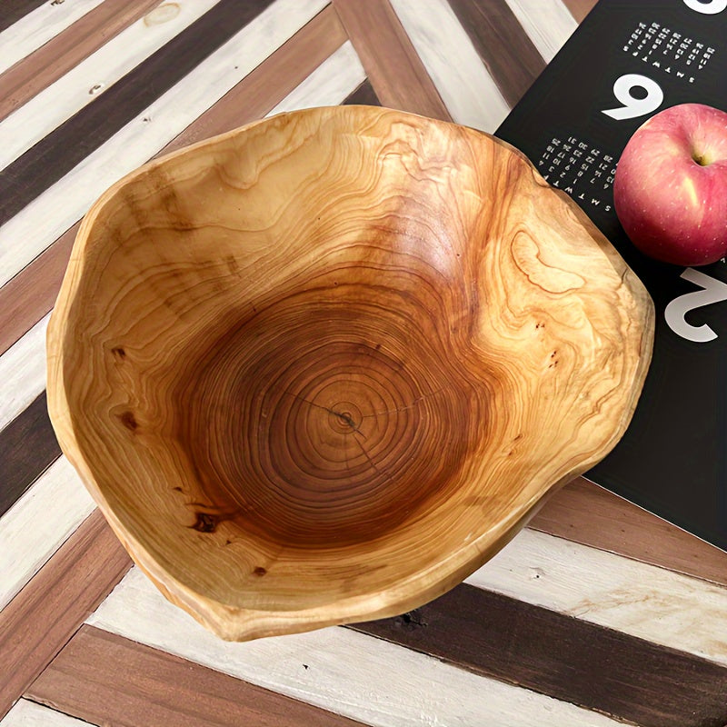 OctaWood-Fruitkom - Tigela Octogonal Maciça de Madeira para Casa e Restaurante