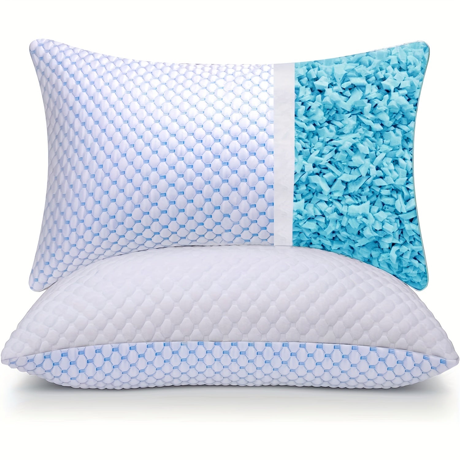 Almofada de Espuma de Memória Refrescante - Almofada de Cama Ajustável com Capa Lavável para Dorminhocos de Lado, Costas e Barriga