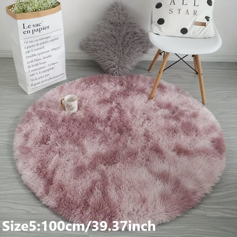 1pc Tappeto Rotondo in Peluche Tie-dye - Morbido e Caldo Tappeto Decorativo per Soggiorno, Camera da Letto e Yoga