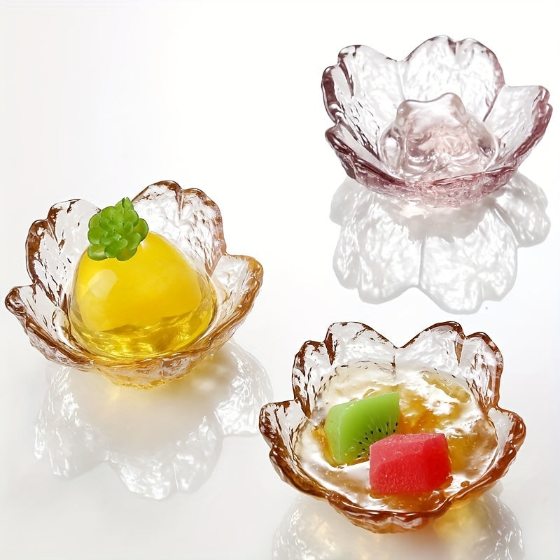 BlossomServe Serving Set - Glass Dessert & Snack Plates, Fruit Bowls, and Herb Dishes