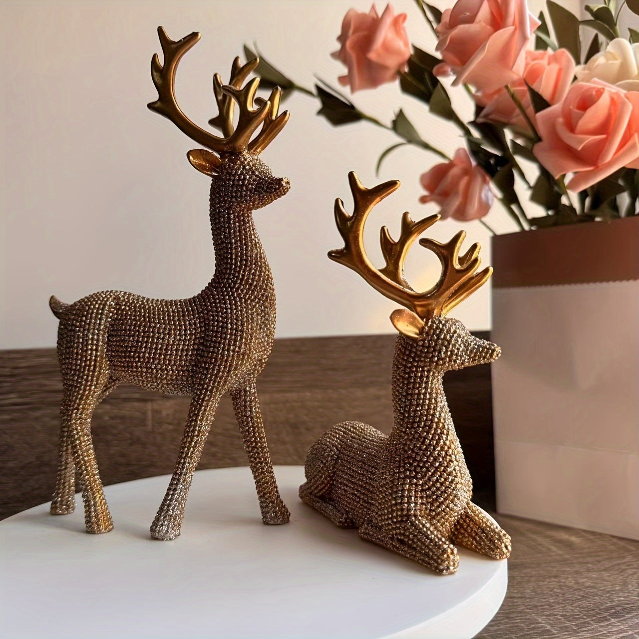 Christmas Reindeer - Set of 2 Reindeer Figurines for Indoor & Outdoor Use