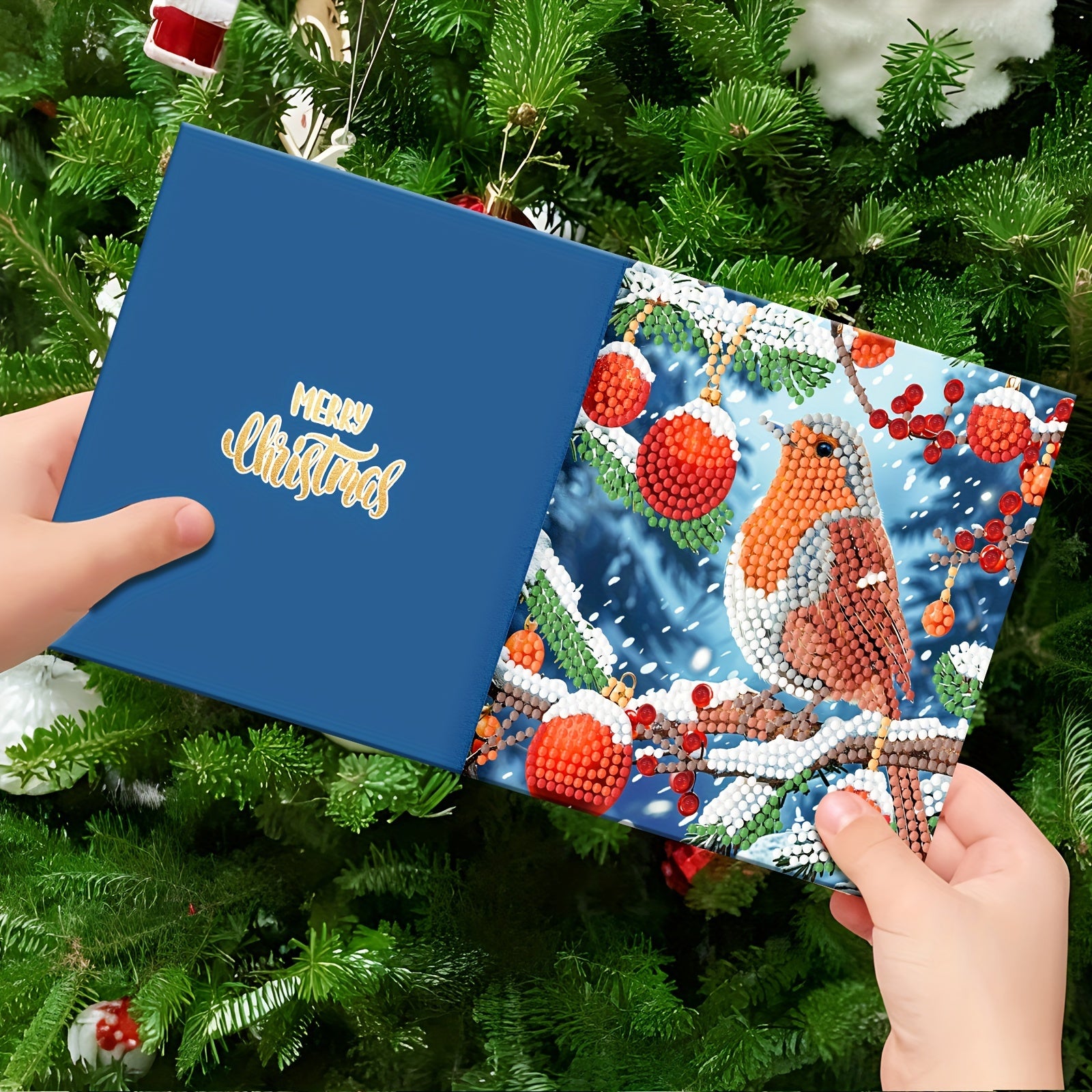 Kit di Biglietti di Natale con 12 pezzi per Pittura Diamante Fai-da-te - Design di Babbo Natale e Animali, Biglietti di Auguri Festivi per Auguri di Natale e Favoriti delle Feste