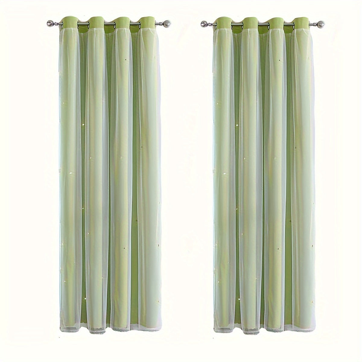 2-piece Set Romantic Double Layer Curtains - Semi-Blackout, Privacy Protecting