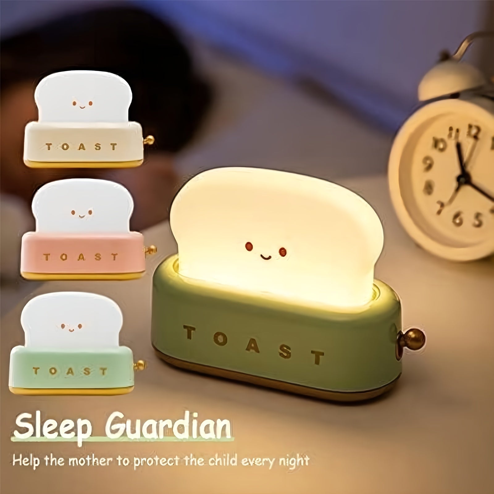 LumiToast - Cute USB Rechargeable LED Toaster Table Lamp, 3000K Warm Light