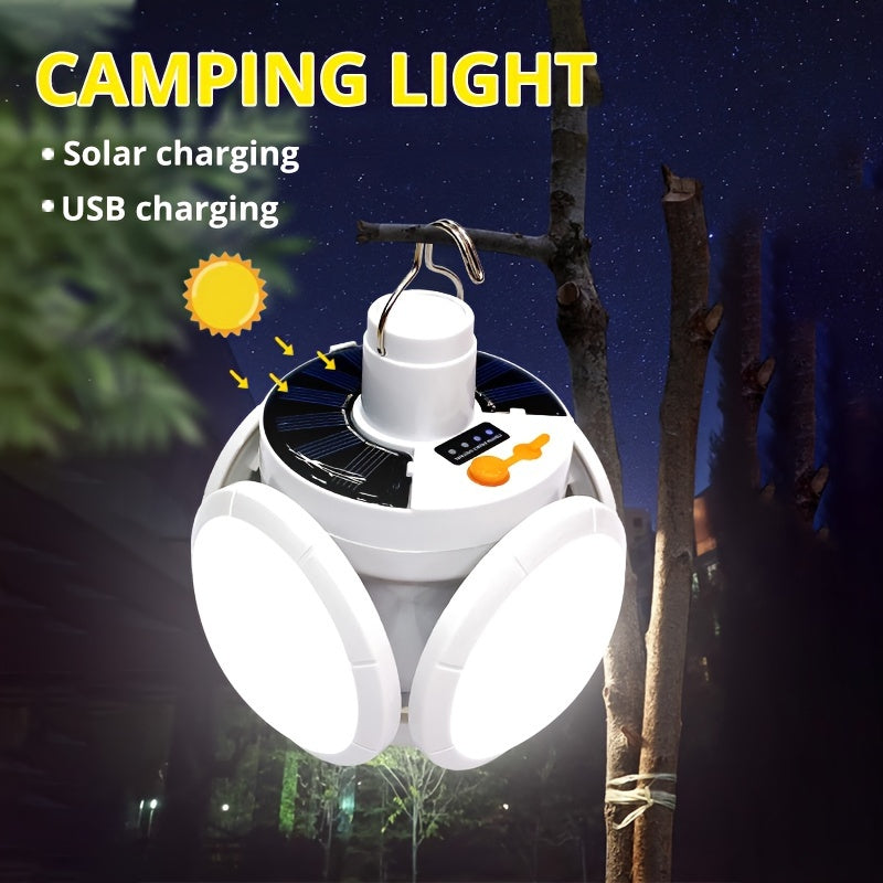 SolarFold - Lampada da campeggio portatile a LED ricaricabile USB, ideale