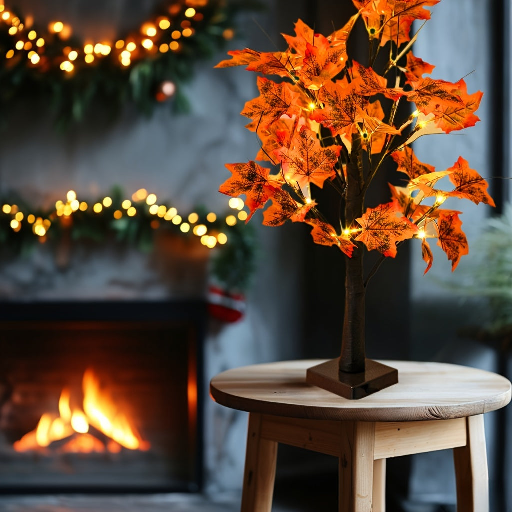 MapleGlow - Albero di acero illuminato a LED, 24 LED, decorazione da tavolo alimentata via USB