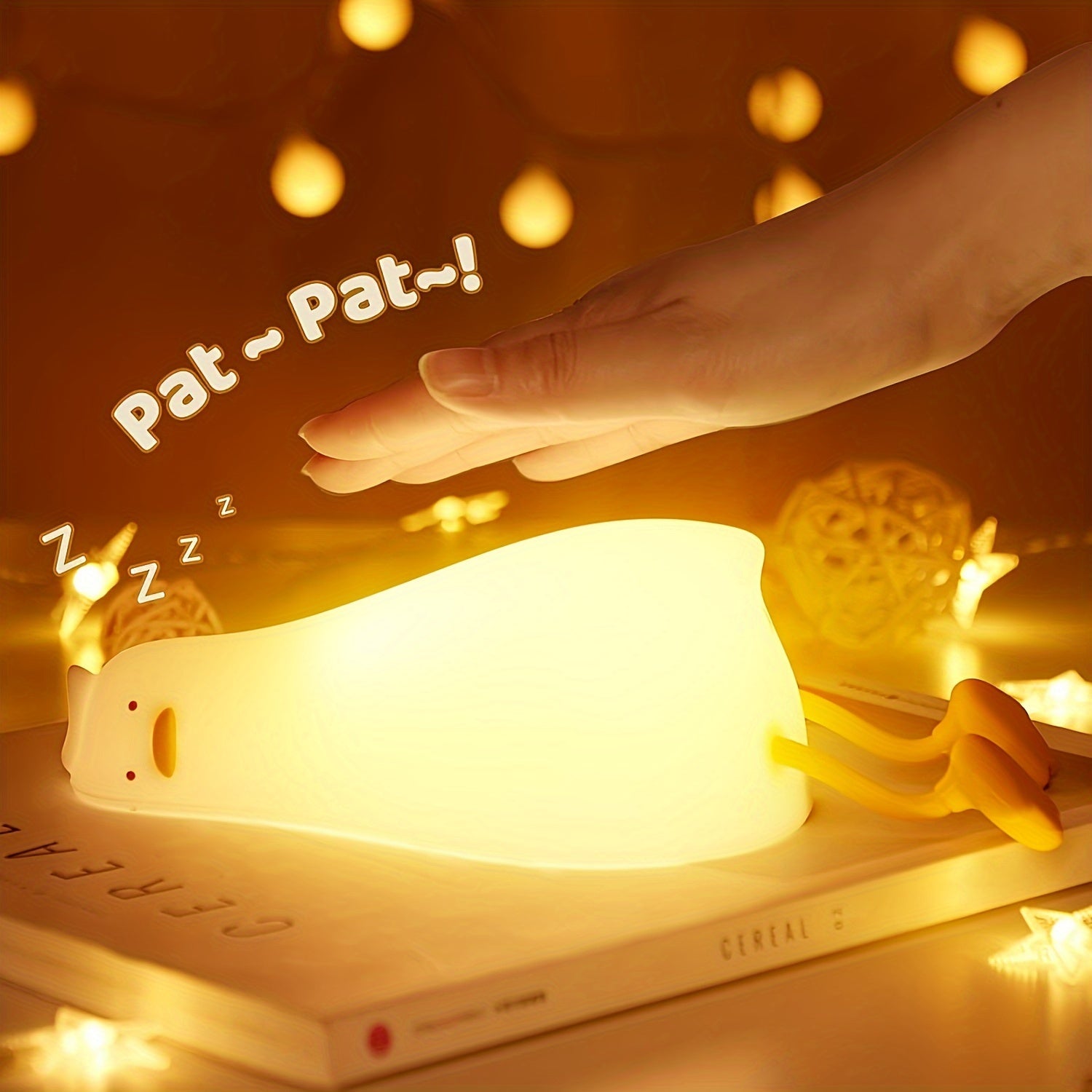 DuckGlow - Lampada da notte anatra carina con batteria ricaricabile USB e luce dimmerabile